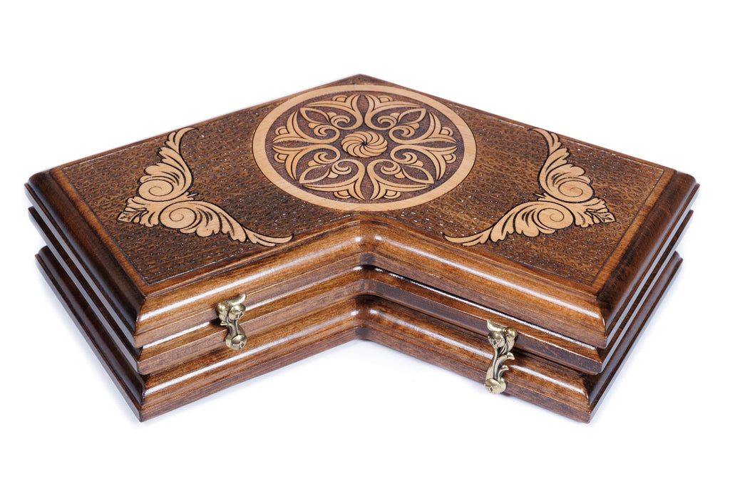 Handmade Wooden Backgammon Set for Three Players, 30 cm - photo 10