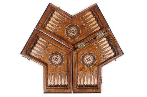 Handmade Wooden Backgammon Set for Three Players, 30 cm - photo 2