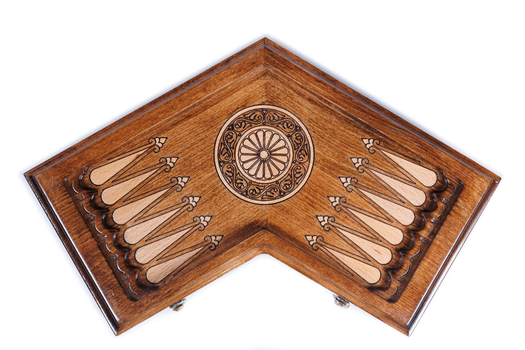 Handmade Wooden Backgammon Set for Three Players, 30 cm - photo 11