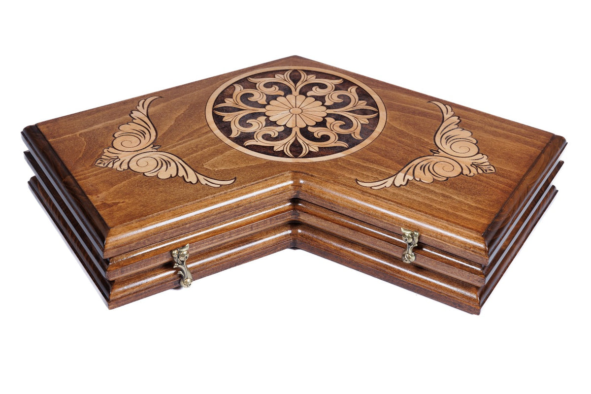 Handmade Wooden Backgammon Set for Three Players, 40 cm - photo 5