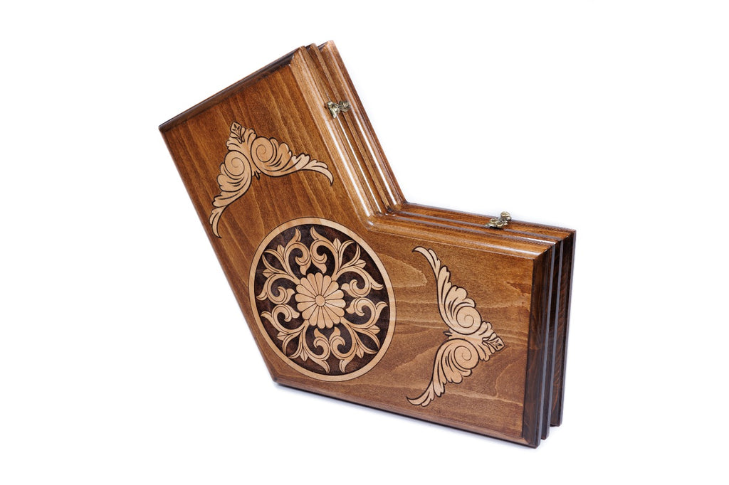 Handmade Wooden Backgammon Set for Three Players, 40 cm - photo 7