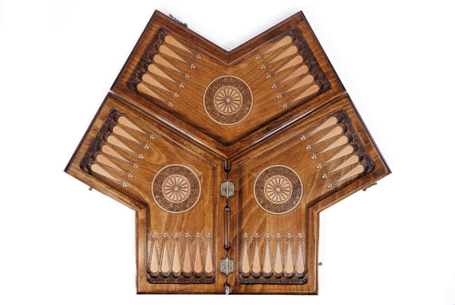 Handmade Wooden Backgammon Set for Three Players, 40 cm - photo 2