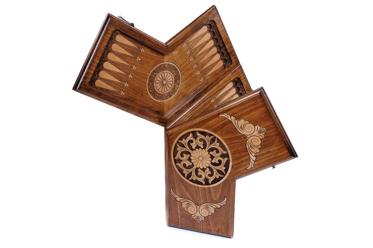 Handmade Wooden Backgammon Set for Three Players, 40 cm - photo 10