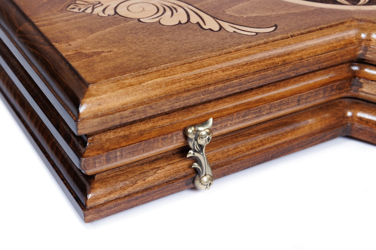 Handmade Wooden Backgammon Set for Three Players, 40 cm - photo 11