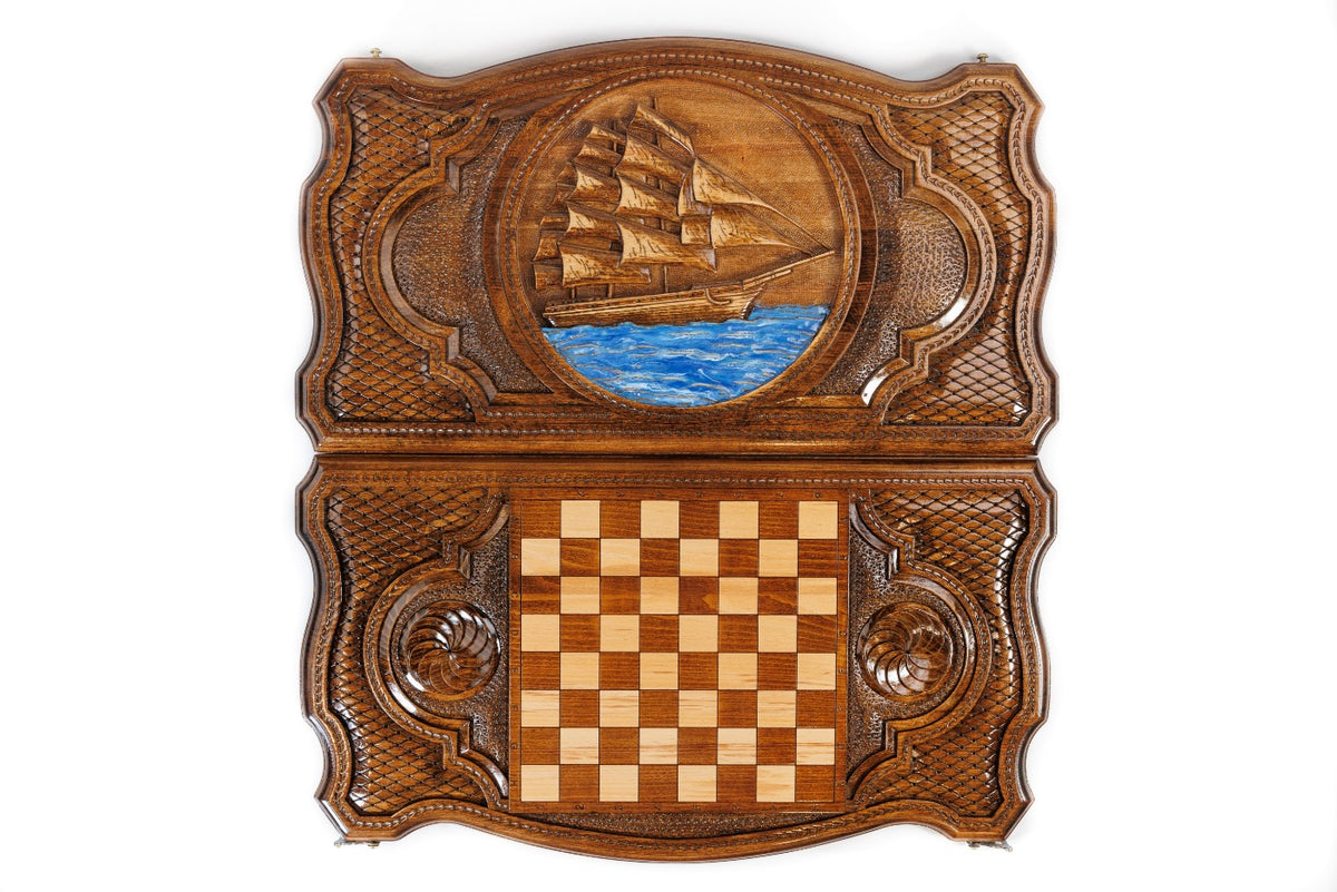 Backgammon-Set mit Schiff, 60 cm – Foto 11