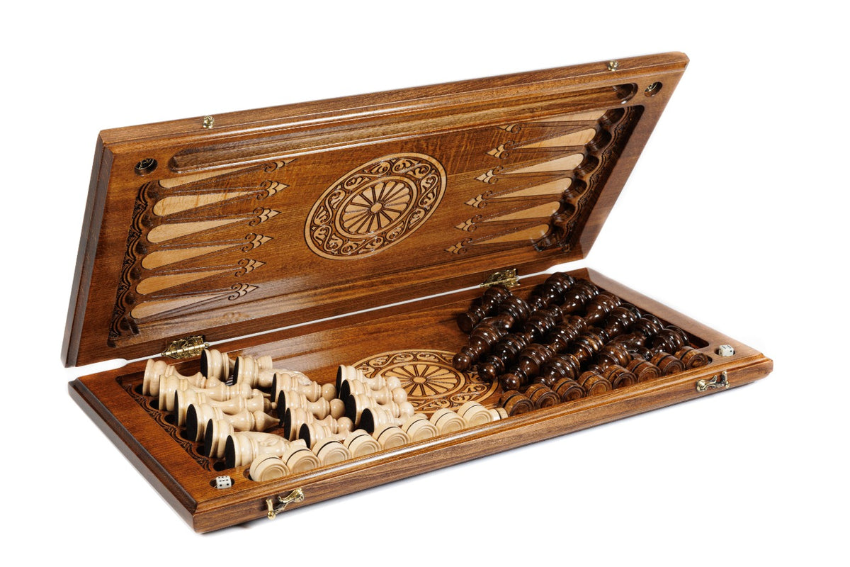 Handmade Wooden Chess and Backgammon Set, Classic Board, 60 cm - photo 4