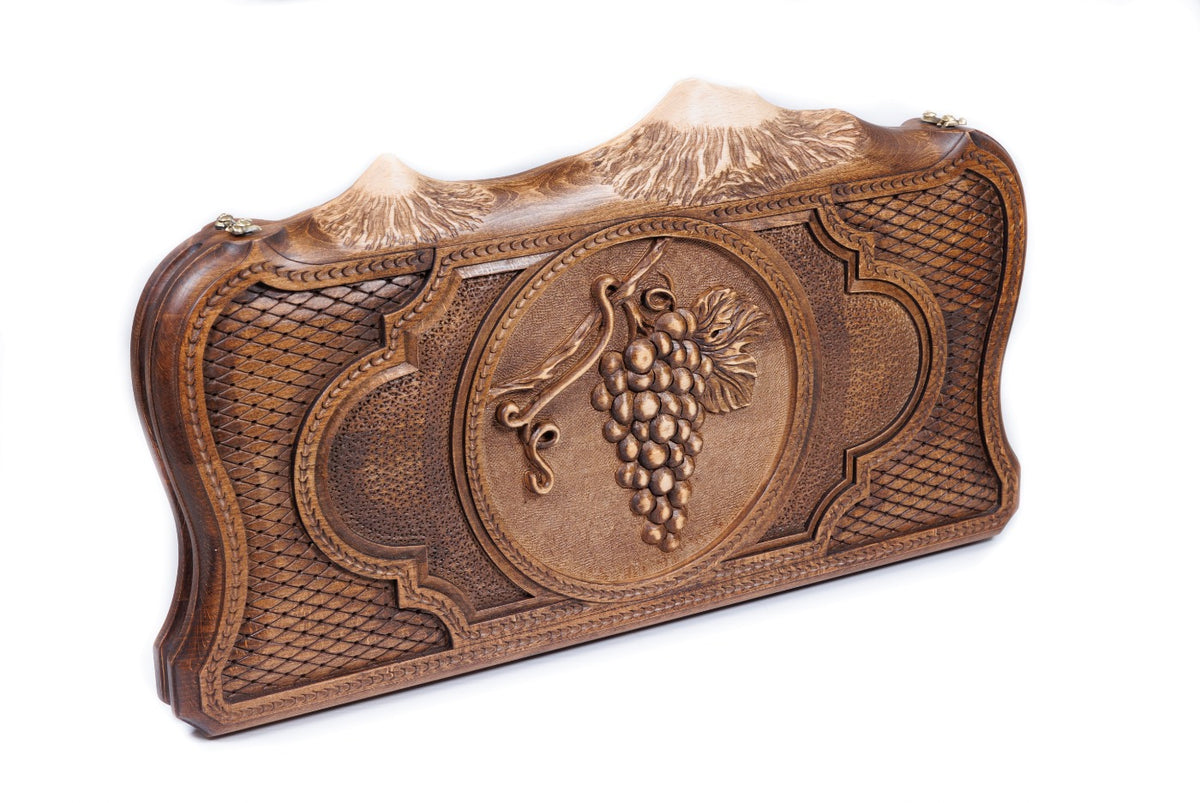 Handmade Wooden Backgammon Set with Grapes and Ararat Outline, 60 cm - photo 5