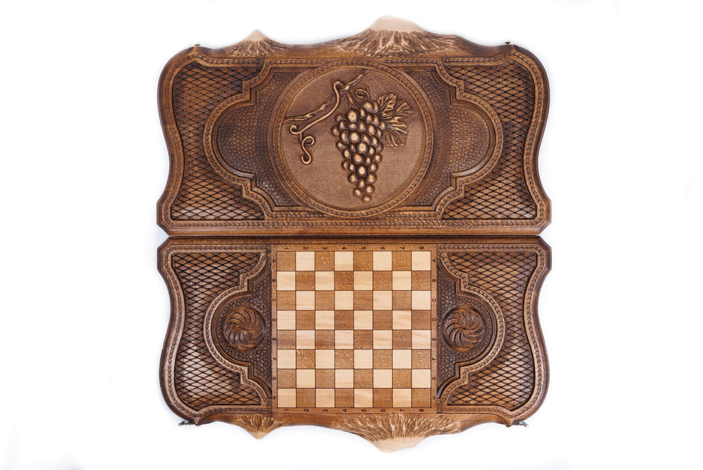 Handmade Wooden Backgammon Set with Grapes and Ararat Outline, 60 cm - photo 8