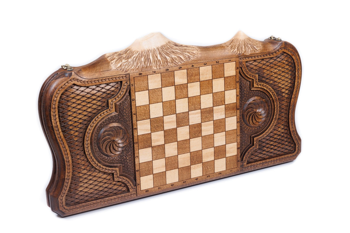 Handmade Wooden Backgammon Set with Grapes and Ararat Outline, 60 cm - photo 4