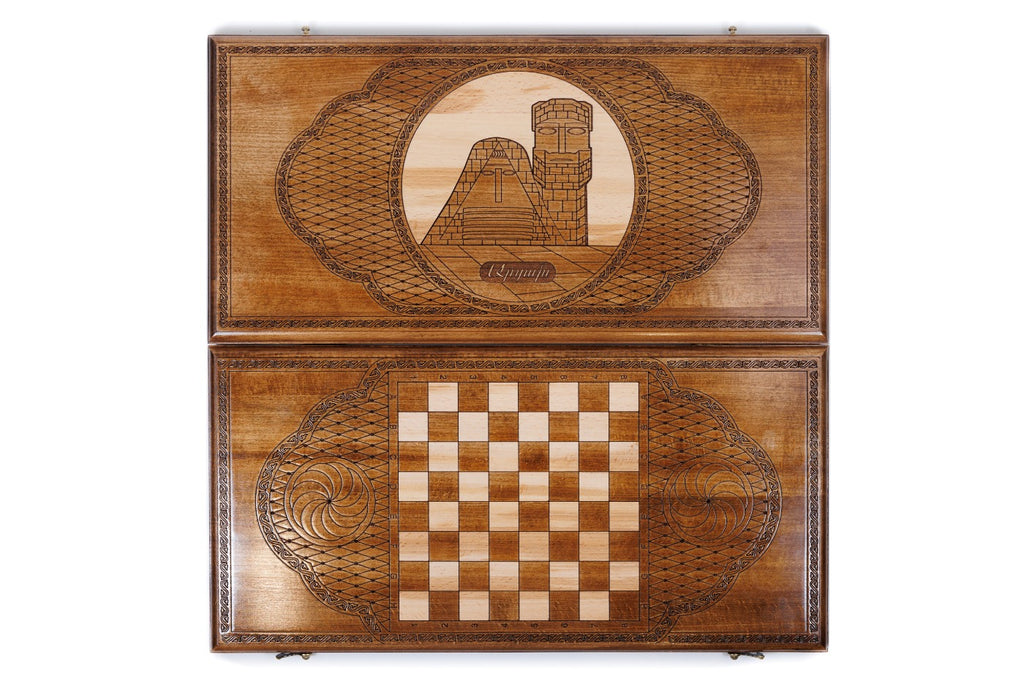 Handmade Wooden Backgammon Set with Artsakh Monument, 60 cm - photo 7