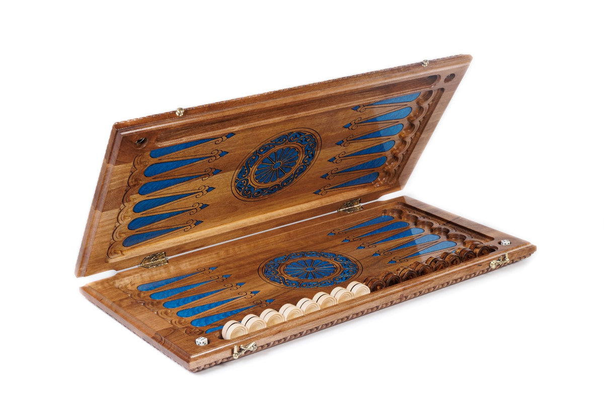 Handmade Walnut Backgammon Set with Pomegranate Tree, 60 cm - photo 5