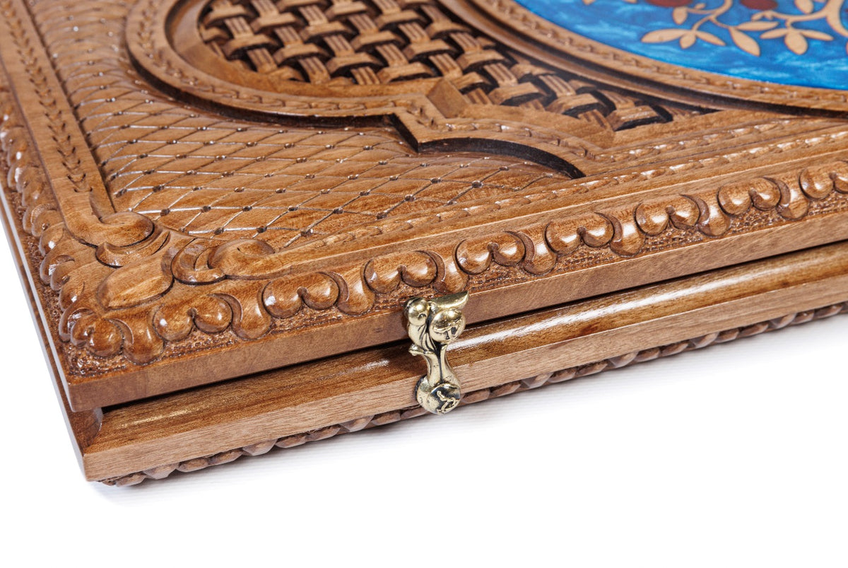 Handmade Walnut Backgammon Set with Pomegranate Tree, 60 cm - photo 7