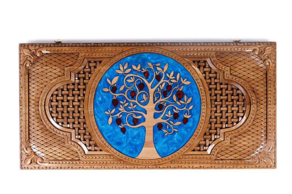Handmade Walnut Backgammon Set with Pomegranate Tree, 60 cm - photo 9