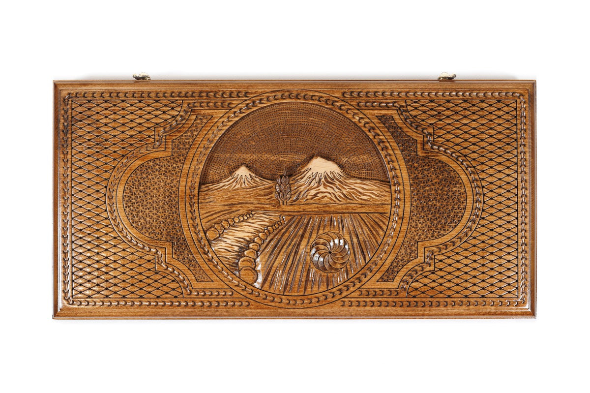 Handmade Wooden Backgammon Set with Mount Ararat, 50 cm - photo 11