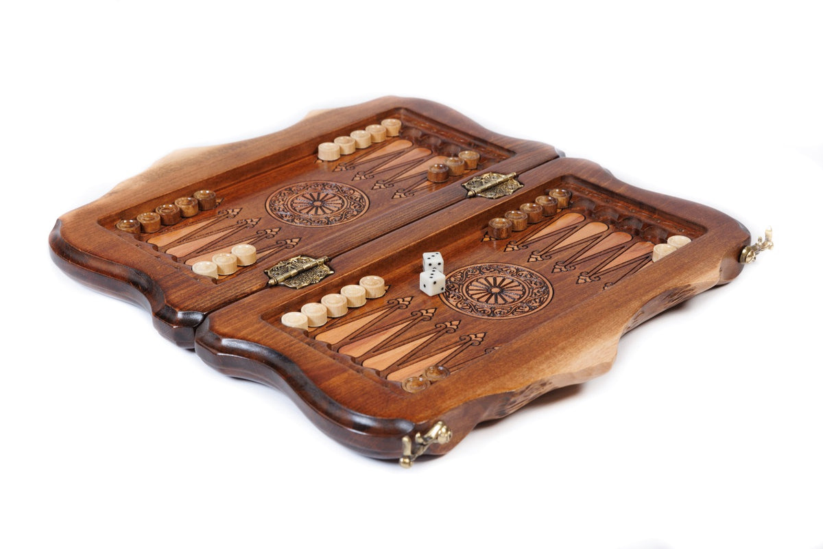 Handmade Wooden Backgammon Set with Armenian Coat of Arms and Ararat Outline, 30 cm - photo 3
