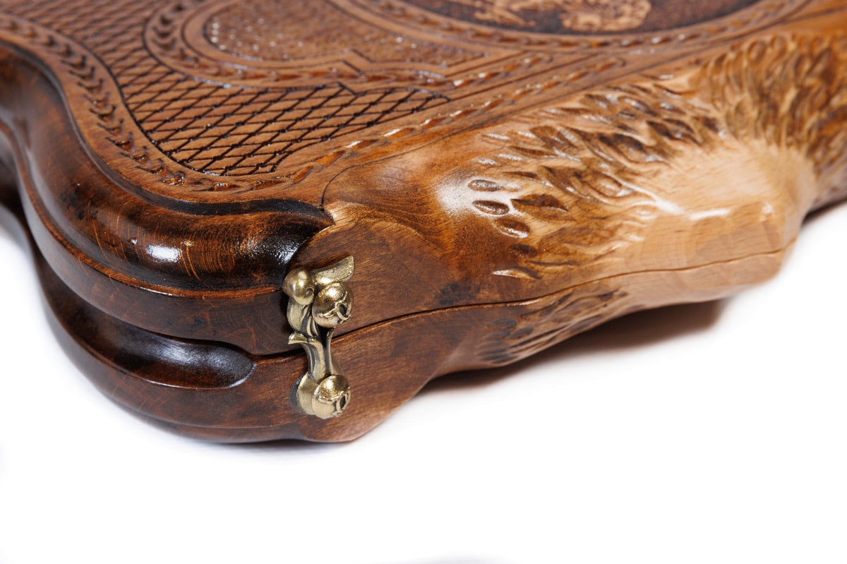 Handmade Wooden Backgammon Set with Armenian Coat of Arms and Ararat Outline, 30 cm - photo 5