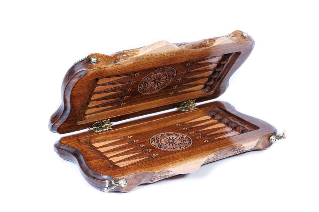 Handmade Wooden Backgammon Set with Armenian Coat of Arms and Ararat Outline, 30 cm - photo 6