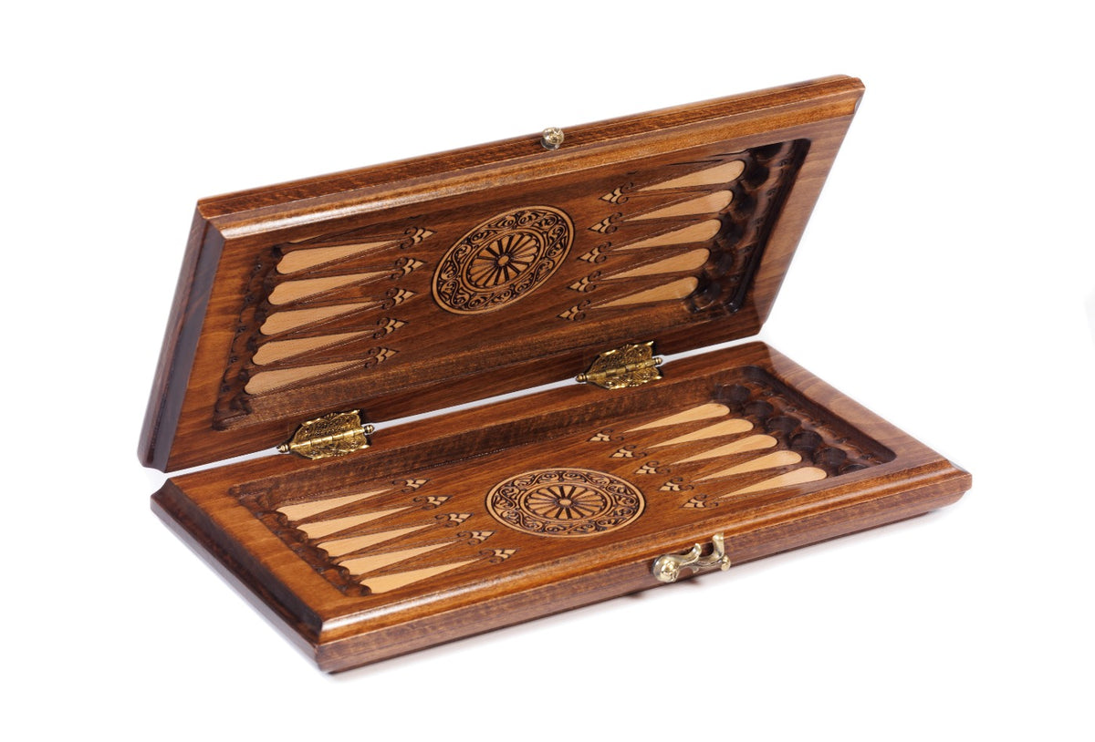 Handmade Wooden Backgammon Set with Armenian Coat of Arms, 30 cm - photo 5