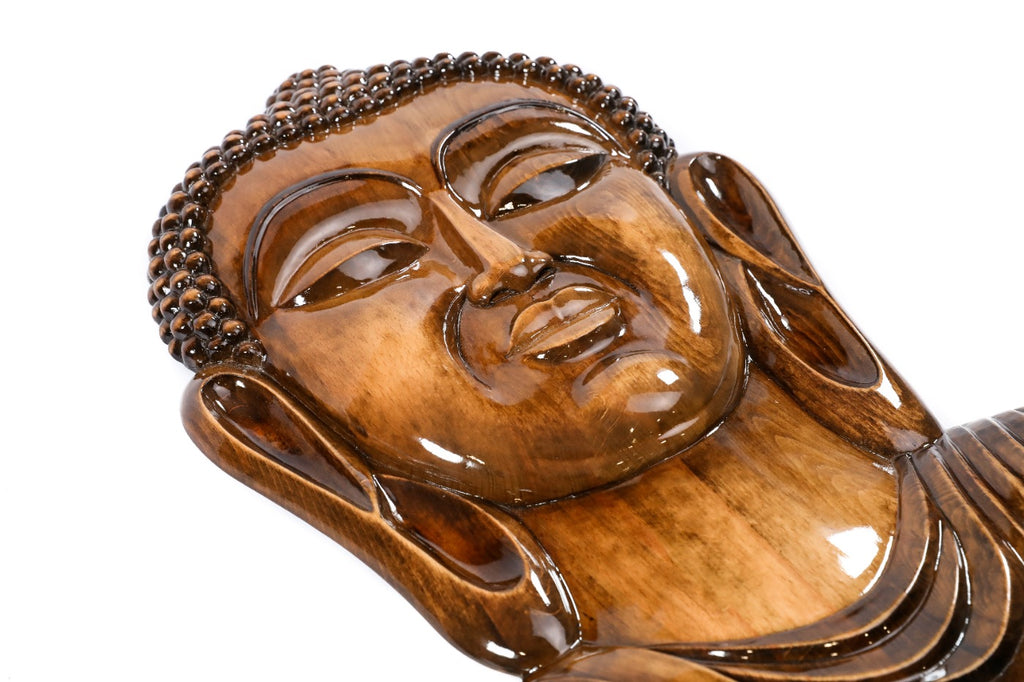 Hand-Carved Wooden Buddha Sculpture - photo 12