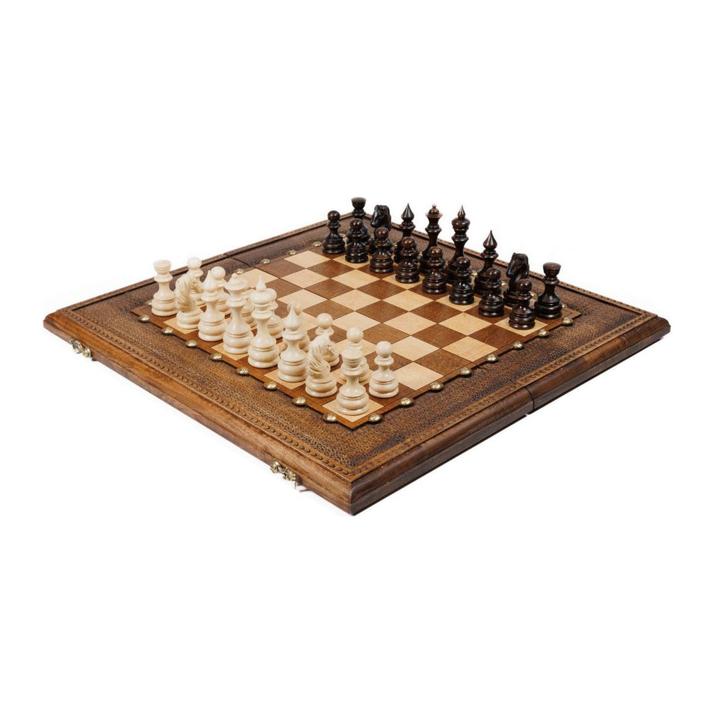 Handmade Wooden Chess and Backgammon Set, Classic Board, 50 cm (Model 31204)