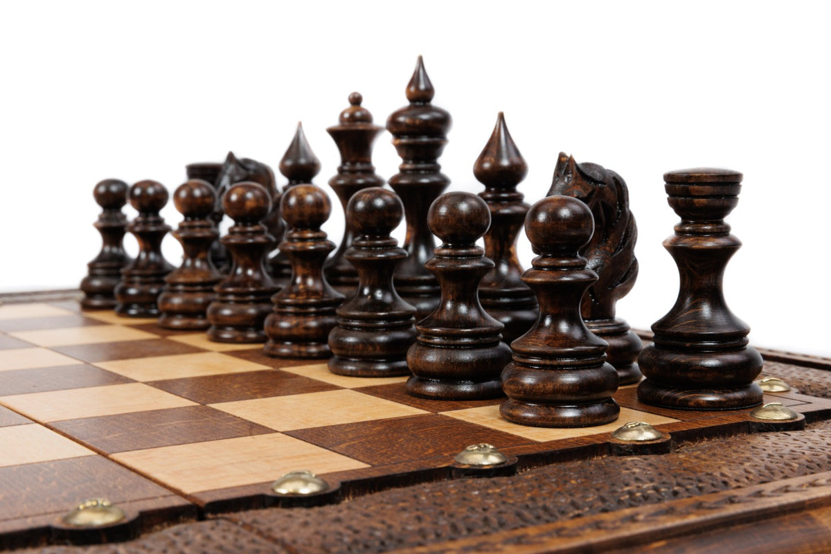 Handmade Wooden Chess and Backgammon Set, Classic Board, 50 cm - photo 4