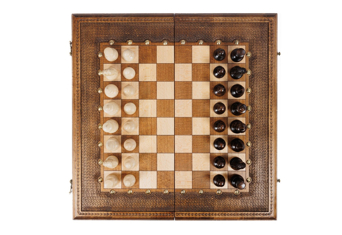 Handmade Wooden Chess and Backgammon Set, Classic Board, 50 cm - photo 7