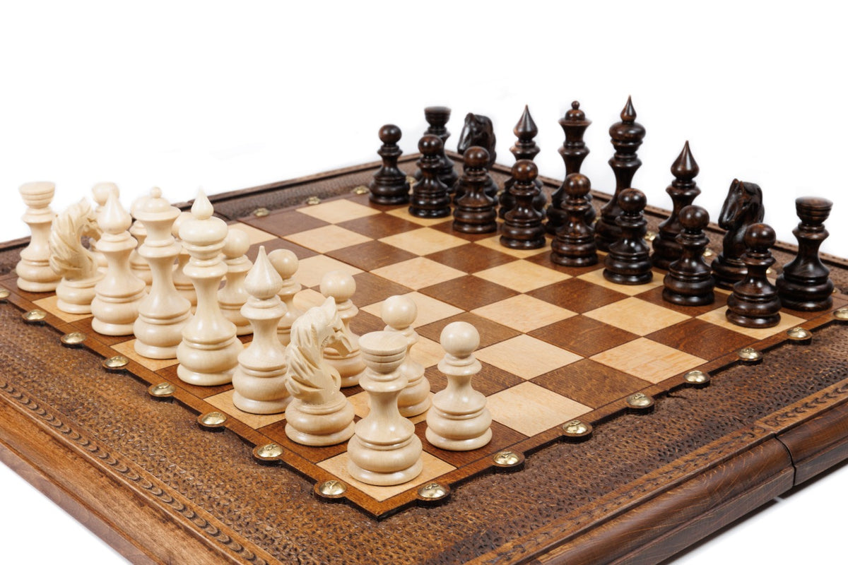 Handmade Wooden Chess and Backgammon Set, Classic Board, 50 cm - photo 8