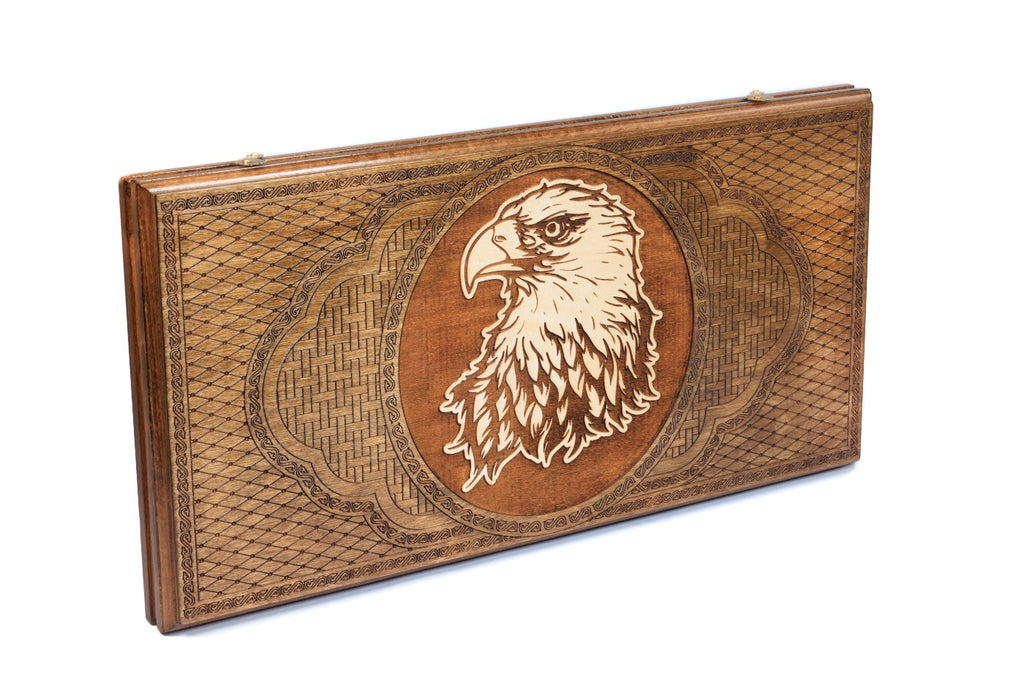 Handmade Wooden Backgammon Set with Eagle, 60 cm - photo 6