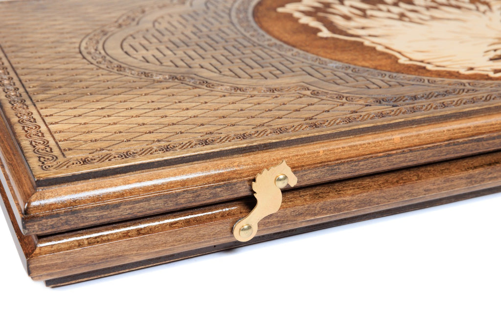 Handmade Wooden Backgammon Set with Eagle, 60 cm - photo 11