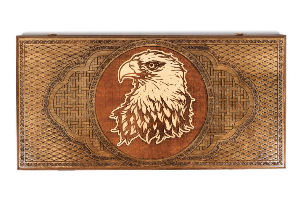 Handmade Wooden Backgammon Set with Eagle, 60 cm - photo 12
