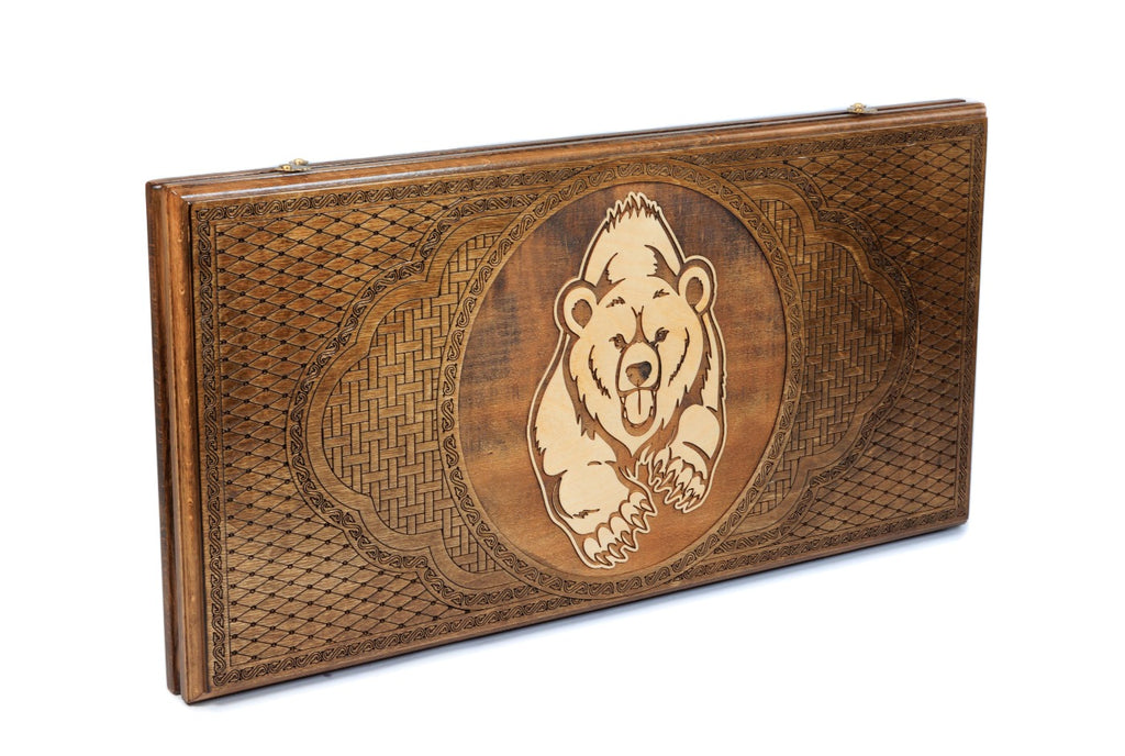 Handmade Wooden Backgammon Set with Bear, 60 cm - photo 6