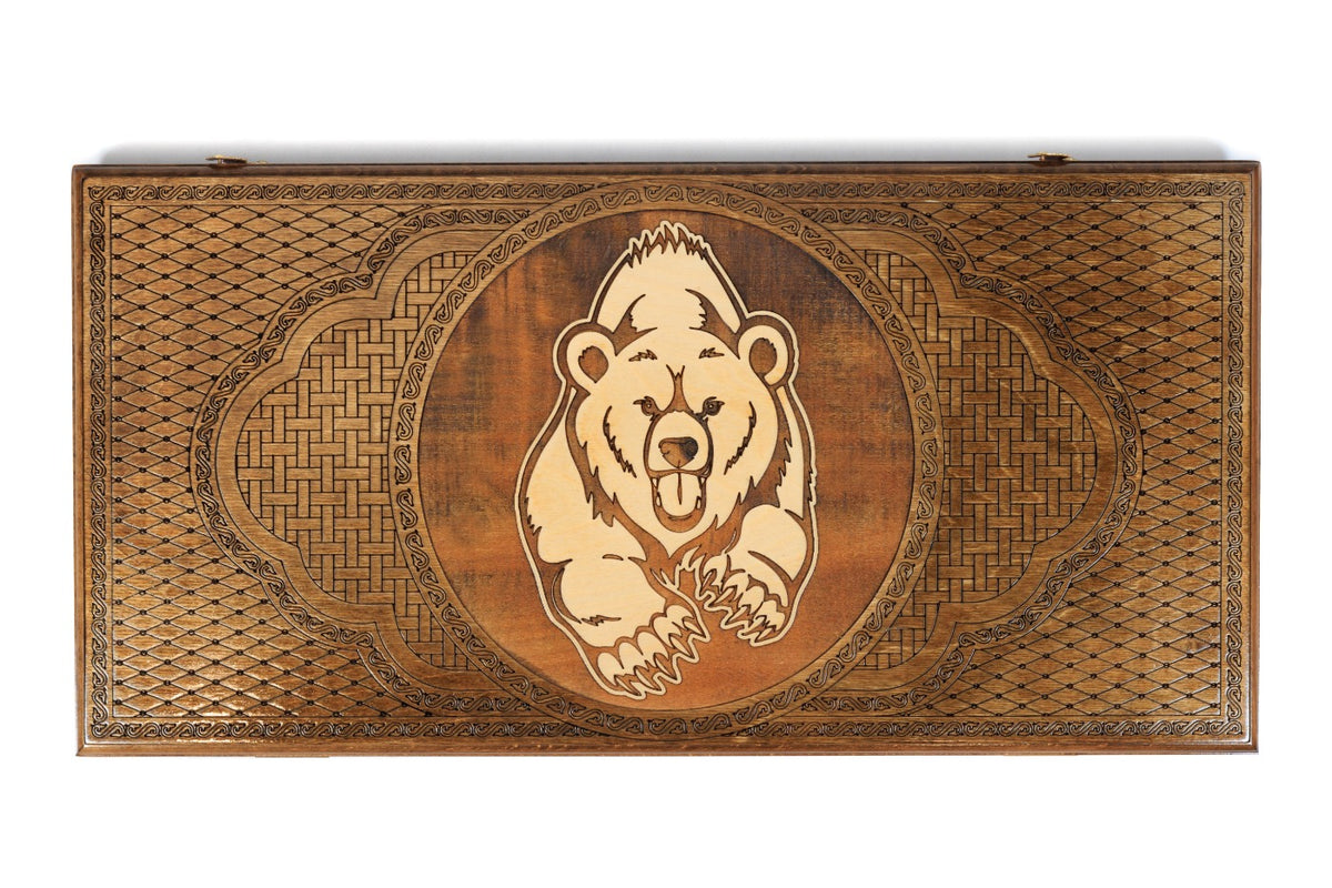 Handmade Wooden Backgammon Set with Bear, 60 cm - photo 9