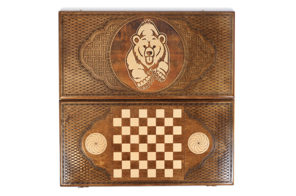 Handmade Wooden Backgammon Set with Bear, 60 cm - photo 10