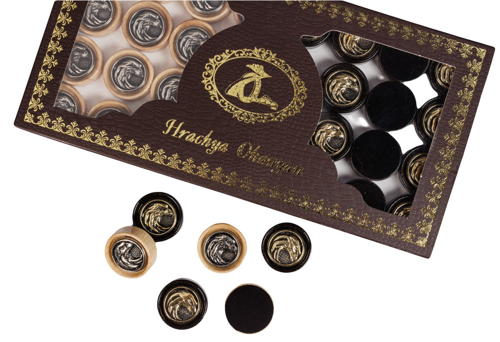 Fichas de backgammon de águila de bronce