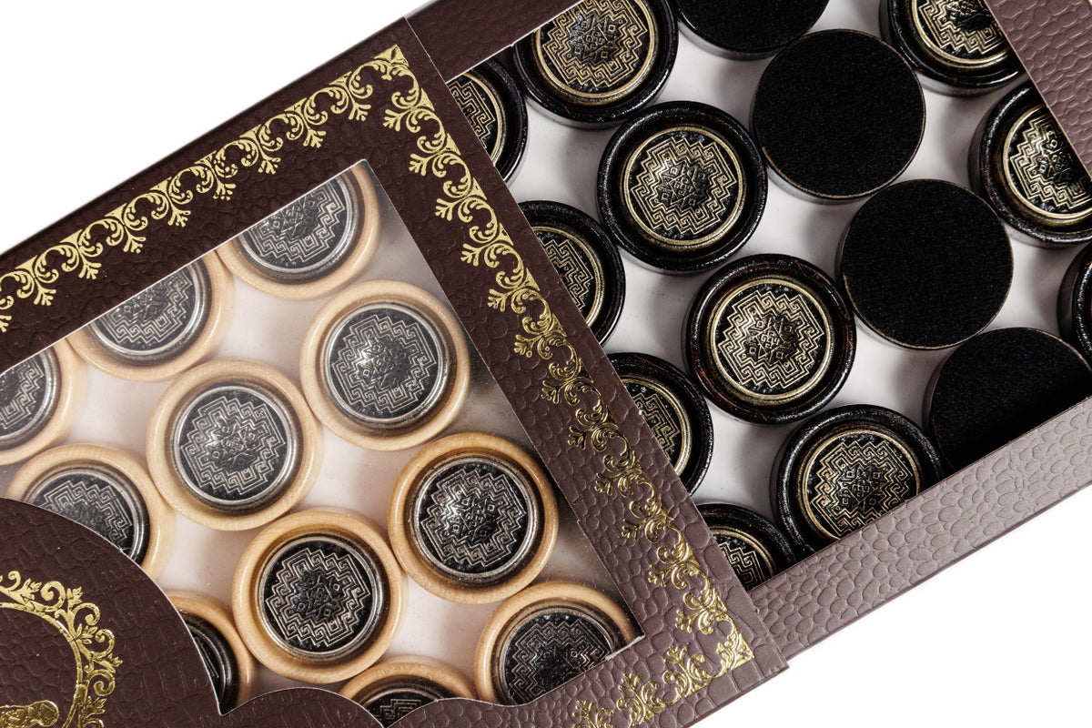 Backgammon Pieces with Carpet Ornament