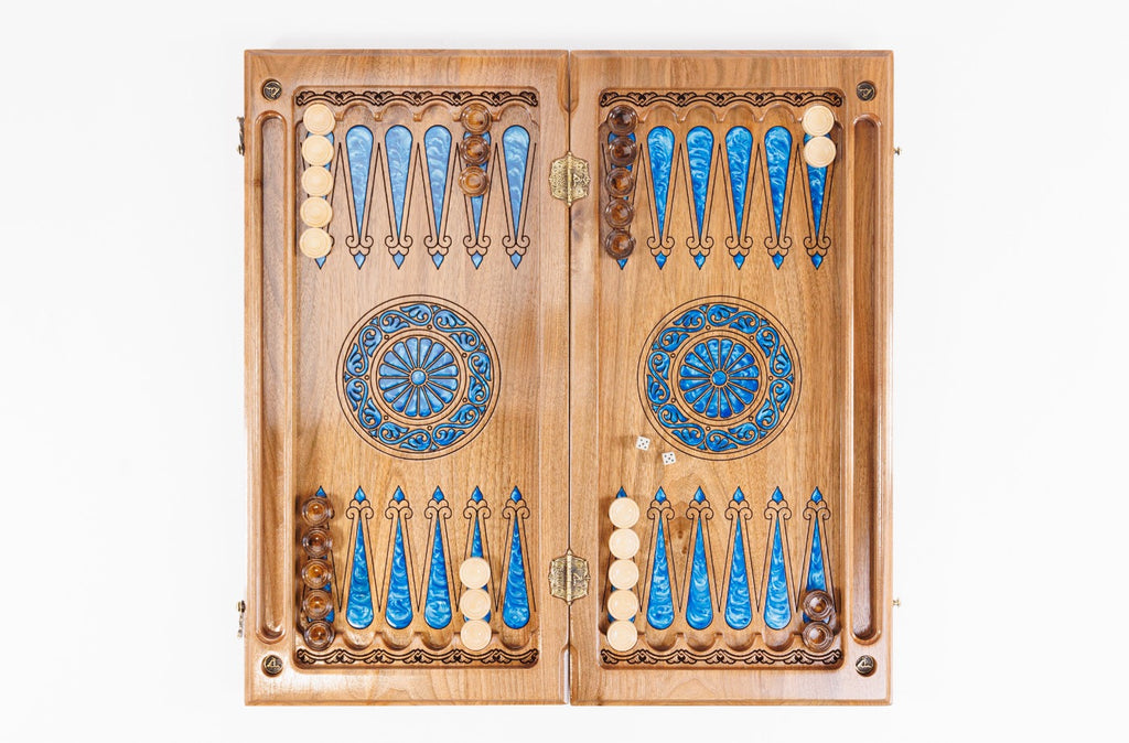 Chess & Backgammon Set: Epoxy Tree Design