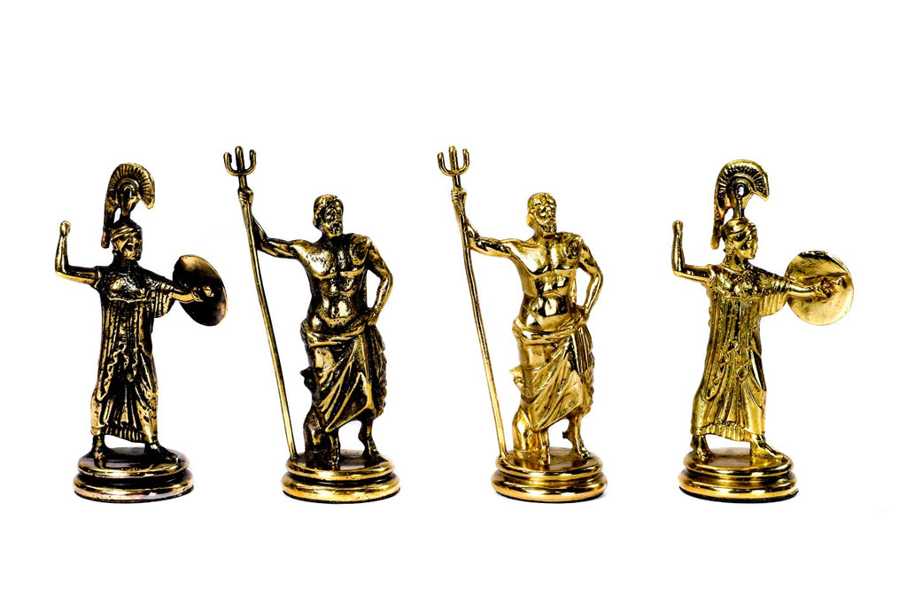 Bronzene Schachfiguren: Schachset zum Trojanischen Krieg der griechischen Mythologie