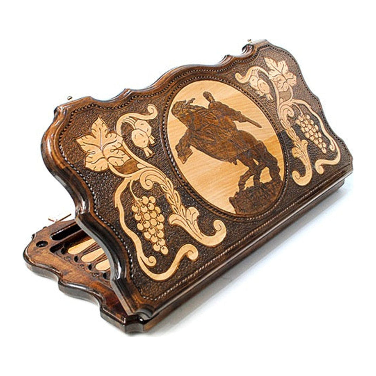Handmade Wooden Backgammon Set with David of Sassoun, 60 cm (Model 11761)