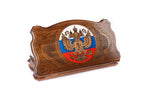 Handmade Walnut Backgammon Set with Russian Coat of Arms, 60 cm