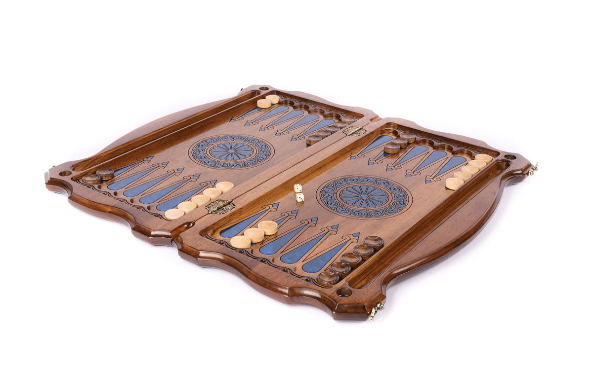 Handmade Walnut Backgammon Set with Russian Coat of Arms, 60 cm - photo 5