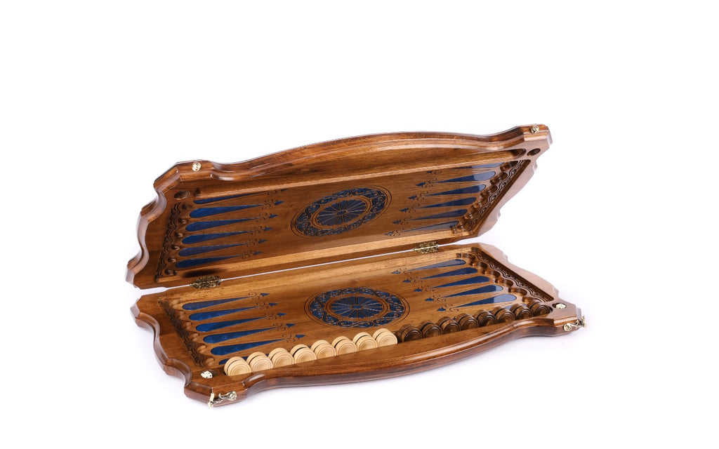 Handmade Walnut Backgammon Set with Russian Coat of Arms, 60 cm - photo 2