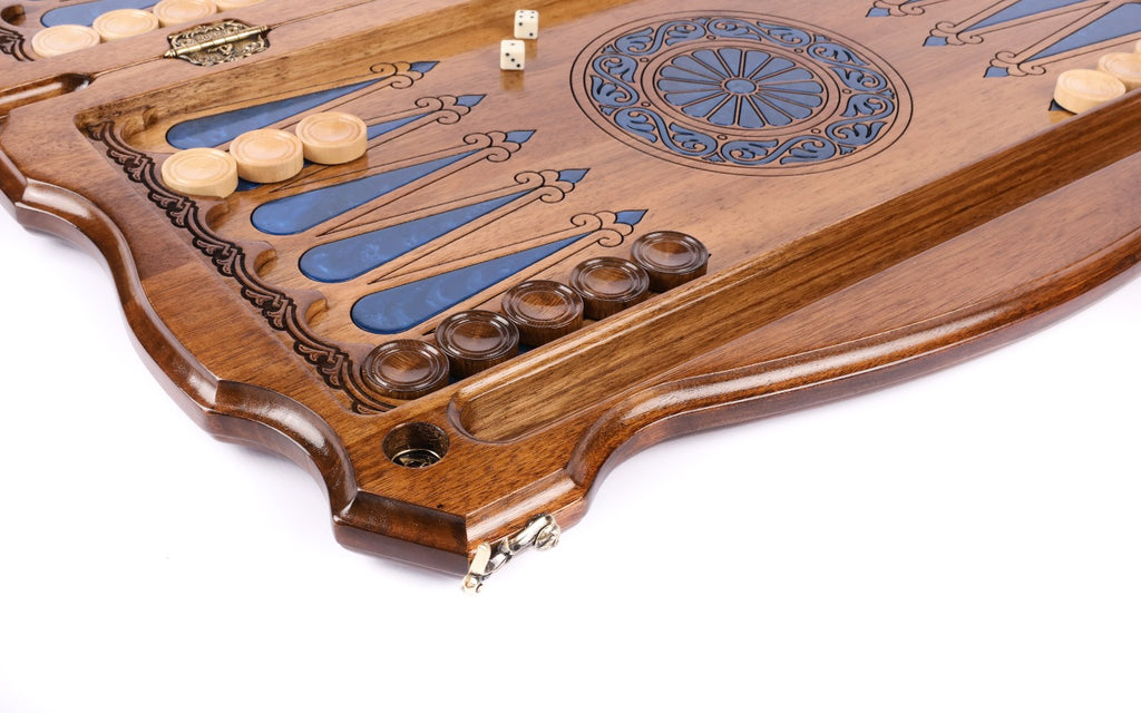 Handmade Walnut Backgammon Set with Russian Coat of Arms, 60 cm - photo 9