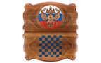 Handmade Walnut Backgammon Set with Russian Coat of Arms, 60 cm - photo 6