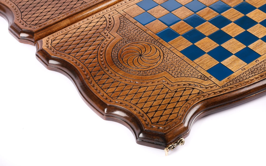 Handmade Walnut Backgammon Set with Russian Coat of Arms, 60 cm - photo 10
