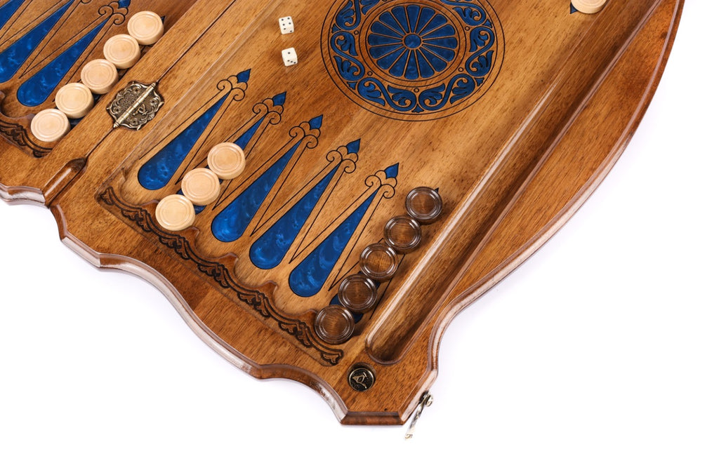 Handmade Walnut Backgammon Set with Russian Coat of Arms, 60 cm - photo 11