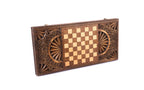 Handmade Walnut Backgammon Set with Geometric Pattern, 60 cm - photo 4