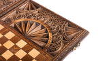 Handmade Walnut Backgammon Set with Geometric Pattern, 60 cm - photo 11