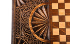 Handmade Walnut Backgammon Set with Geometric Pattern, 60 cm - photo 12