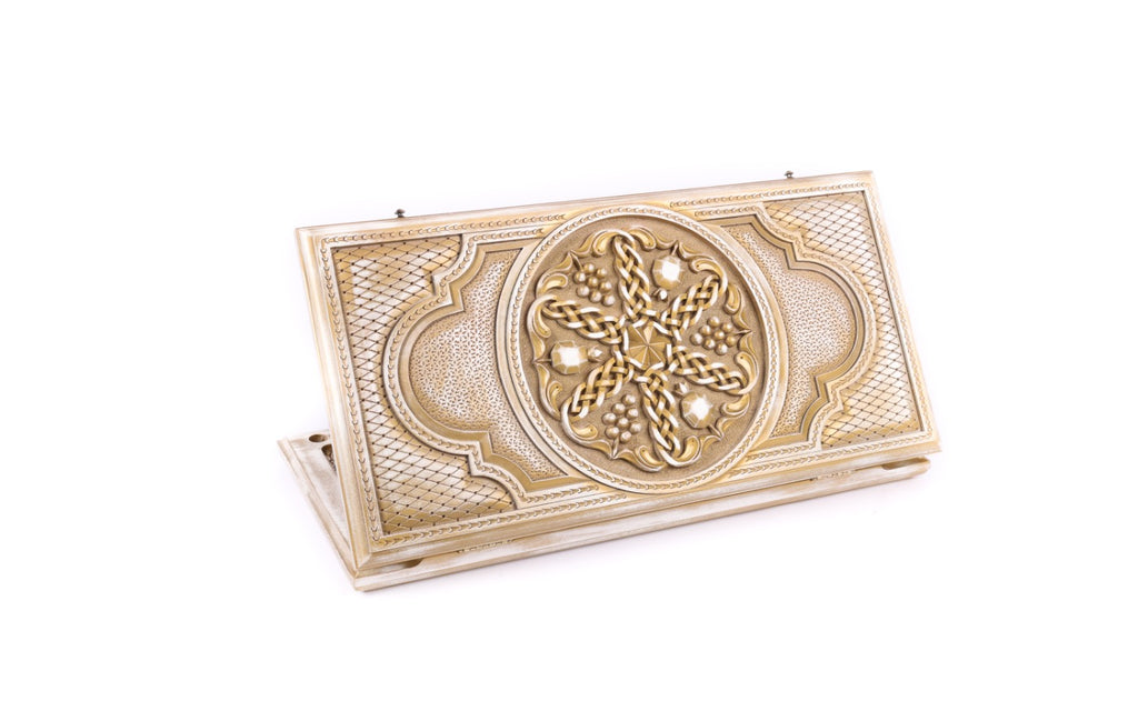 Handmade Wooden Backgammon Set with Pomegranates and Grapes, 60 cm (Model 11227)