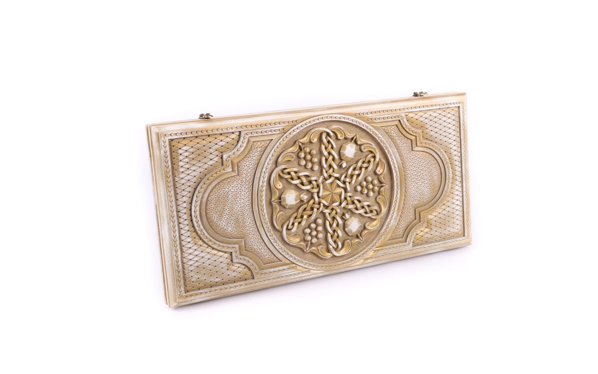 Handmade Wooden Backgammon Set with Pomegranates and Grapes, 60 cm - photo 5